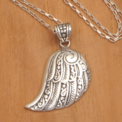 Collar colgante de plata esterlina - Collar colgante tradicional de plata esterlina pulida