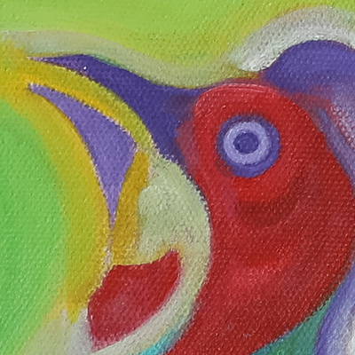 'El Gallo' - Pintura de gallo de acrílico vibrante sin estirar firmada