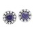 Amethyst button earrings, 'Purple Fancy Flower' - Amethyst Button Earrings with Sterling Silver Beads