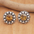 Citrine button earrings, 'Yellow Fancy Flower' - Citrine Button Earrings with Sterling Silver Beads