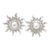 Cultured pearl button earrings, 'Pearly Sunlight' - Polished Sterling Silver Sun Button Earrings with Pearls