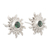 Quartz button earrings, 'Green Sunlight' - Sterling Silver Sun Button Earrings with Green Quartz Gems