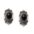 Onyx button earrings, 'Supreme Night' - Traditional Sterling Silver Onyx Button Earrings from Bali