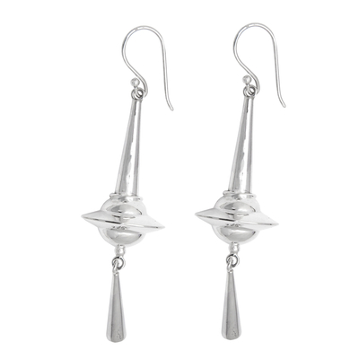 Sterling silver dangle earrings, 'Luminous Lantern' - Polished Lantern-Themed Sterling Silver Dangle Earrings