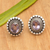 Amethyst button earrings, 'Dreamy Purple' - Sterling Silver Button Earrings with Oval Amethyst Stone