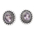 Amethyst button earrings, 'Dreamy Purple' - Sterling Silver Button Earrings with Oval Amethyst Stone