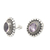 Amethyst button earrings, 'Dreamy Purple' - Sterling Silver Button Earrings with Oval Amethyst Stone