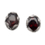 Garnet stud earrings, 'Dainty Red' - Sterling Silver Stud Earrings with Oval Garnet Stone