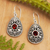 Garnet dangle earrings, 'Lady of Passion' - Traditional Balinese Dangle Earrings with Natural Garnet