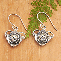 Sterling silver dangle earrings, 'Floral Fairy' - Floral Polished Sterling Silver Dangle Earrings from Bali