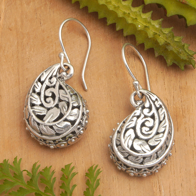 Sterling silver dangle earrings, 'Holy Leaves' - Leafy Sterling Silver Dangle Earrings in a Polished Finish