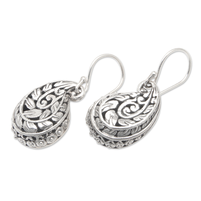 Sterling silver dangle earrings, 'Holy Leaves' - Leafy Sterling Silver Dangle Earrings in a Polished Finish