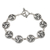 Sterling silver link bracelet, 'Portal to Nature' - Sterling Silver Link Bracelet with Round Leafy Pendants