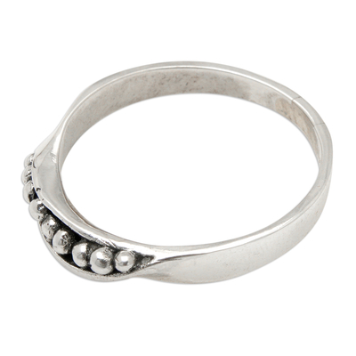 Sterling silver band ring, 'Sweet Orbs' - Elegant Polished Sterling Silver Band Ring Crafted in Bali