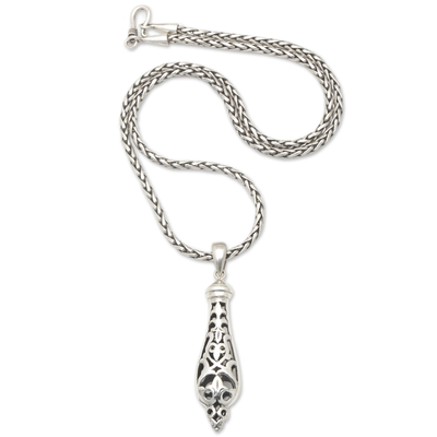 Sterling silver pendant necklace, 'Glamorous Value' - Sterling Silver Pendant Necklace with Classic Details