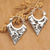 Sterling silver hoop earrings, 'Menjangan Peak' - Geometric Leafy Sterling Silver Hoop Earrings from Bali (image 2) thumbail