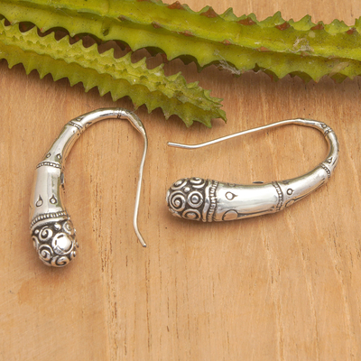 Tropfenohrringe aus Sterlingsilber - Bambus-Ohrringe aus Sterlingsilber aus Bali
