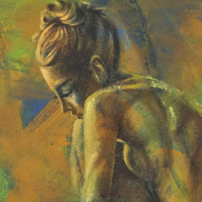 'Muses' - Unstretched Acrylic and Oil Female Form Painting from Bali