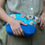 Bolso cosmético de algodón bordado de algodón - Neceser de algodón bordado en azul con motivo batik