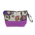 Embroidered cotton batik cosmetic bag, 'Purple Blooming' - Embroidered Cotton Cosmetic Bag in Purple with Batik Motif thumbail