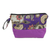 Embroidered cotton batik cosmetic bag, 'Purple Blooming' - Embroidered Cotton Cosmetic Bag in Purple with Batik Motif (image 2c) thumbail