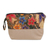 Embroidered cotton batik cosmetic bag, 'Brown Blooming' - Embroidered Cotton Cosmetic Bag in Brown with Batik Motif thumbail