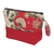 Embroidered cotton batik cosmetic bag, 'Red Blooming' - Embroidered Cotton Cosmetic Bag in Red with Batik Motif (image 2c) thumbail