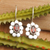 Garnet drop earrings, 'Sparkling Bloom in Red' - Polished Sterling Silver Drop Earrings with Garnet Gems
