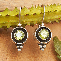 Peridot topaz drop earrings, 'Nature Magnificence' - Natural Peridot Drop Earrings Made from Sterling Silver