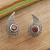 Garnet button earrings, 'Perseverance Drops' - Drop-Shaped Button Earrings with Natural Garnet Jewels