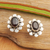 Garnet button earrings, 'Passionate Serenity' - Floral Button Earrings with 1-Carat Natural Garnet Stones