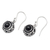 Onyx dangle earrings, 'Batur in Black' - Sterling Silver Dangle Earrings with Round Onyx Stone