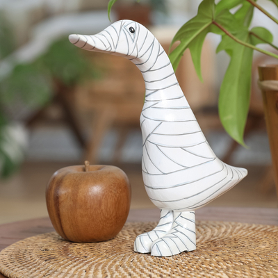 Figur aus Bambuswurzel und Teakholz - Handgefertigte Mumien-Entenfigur aus Bambuswurzel und Teakholz