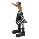 Bamboo root and teak wood figurine, 'Racing Duck' - Handcrafted Bamboo Root and Teak Wood Racing Duck Figurine