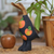 Figura de raíz de bambú y teca. - Figura de pato de Halloween de madera de teca y raíz de bambú pintada a mano