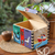 Caja decorativa de madera - Decorativo de madera pintada a mano con cierre de pestillo de palanca
