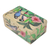 Caja decorativa de madera - Caja decorativa de madera de suar pintada a mano con motivos de la naturaleza