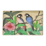 Wood decorative box, 'Hibiscus Couple' - Hand-Painted Nature-Themed Suar Wood Decorative Box