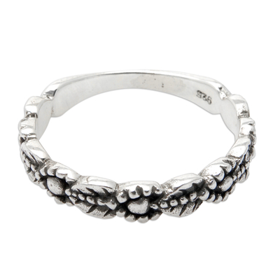 Sterling silver band ring, 'Vine Grandeur' - Vine Leaf-Themed Sterling Silver Band Ring from Bali