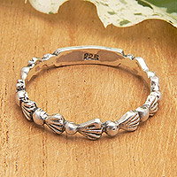Sterling silver band ring, 'Lovely Shell' - Sterling Silver Band Ring from Bali with Shell Motif