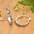Sterling silver hoop earrings, 'Trendy Geometry' - Sterling Silver Hoop Earrings with Rhombus & Floral Motifs