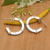 Sterling silver half-hoop earrings, 'Glamorous Subtlety' - Polished Sterling Silver Half-Hoop Earrings with Petite Orbs (image 2) thumbail
