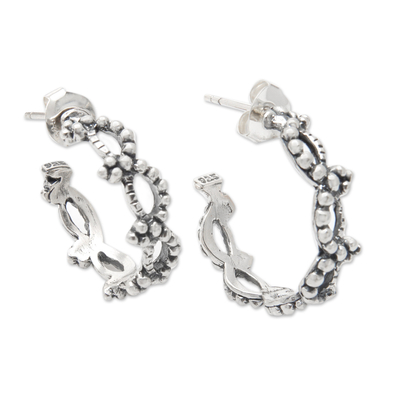 Sterling silver half-hoop earrings, 'Ethereal Beauty' - Intertwined Sterling Silver Half-Hoop Earrings from Bali