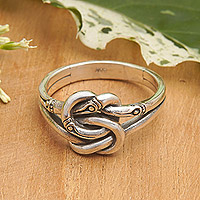 Sterling silver cocktail ring, 'Bamboo Bonds' - Bamboo-Themed Sterling Silver Cocktail Ring from Bali
