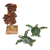 Wood sculpture, 'Green Tortoises' - Wood Tortoise Sculpture with Stand & Mushroom-Shaped Accents