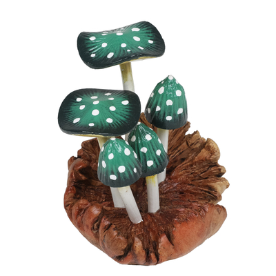Wood sculpture, 'Amanita Forest' - Mushroom-Themed Wood Sculpture Hand-Painted in Bali