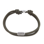 Sterling silver pendant cord bracelet, 'Green Vanguard' - Double-Strand Sterling Silver Pendant Bracelet in Green