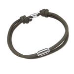 Sterling silver pendant cord bracelet, 'Green Vanguard' - Double-Strand Sterling Silver Pendant Bracelet in Green