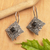 Onyx drop earrings, 'Dark Allure' - Oxidized Sterling Silver Drop Earrings with Black Onyx Stone (image 2) thumbail