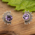 Amethyst stud earrings, 'Crescent Wisdom' - Polished Sterling Silver Stud Earrings with Amethyst Stones (image 2) thumbail